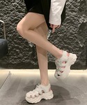 厚底 サンダル 厚底スニーカーサンダル レース...の詳細画像4