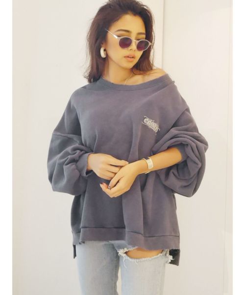 専用GYDA OLDTOWN ドルマンスウェット　ネイビー セール】OLDTOWNドルマンスウェットTOPS（スウェット）｜GYDA