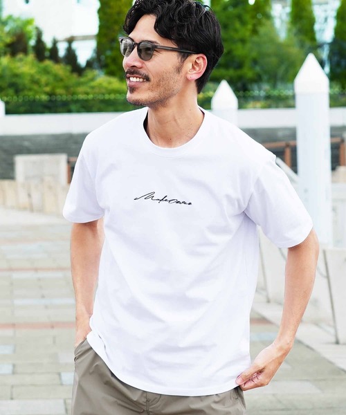 ホワイト Tシャツ Lサイズ ロゴ刺繍 JIGGYS SHOP（ジギーズショップ） tシャツ ロゴ刺繍 半袖Tシャツ