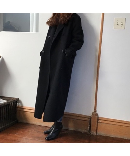 コート アウター 大人シルエット ロング丈ダブルデザインコート