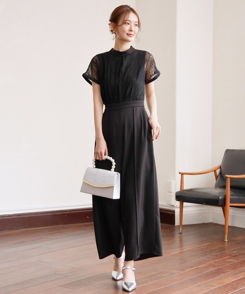 DRESS PLUS ジャンプスーツ パンツドレス ブラック M DRESS+ パンツドレス ジャンプスーツ ポケット付き 結婚式