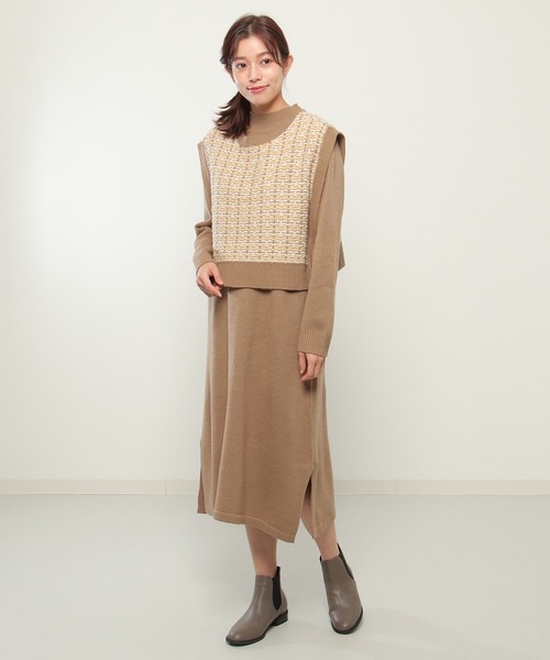 ikka（イッカ） ワンピース 「2点セット」ニットベストワンピース