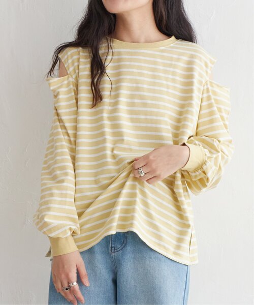 tシャツ ショルダーラインプルオーバー レディース VENCE EXCHANGE tシャツ ショルダーカットボーダープルオーバー