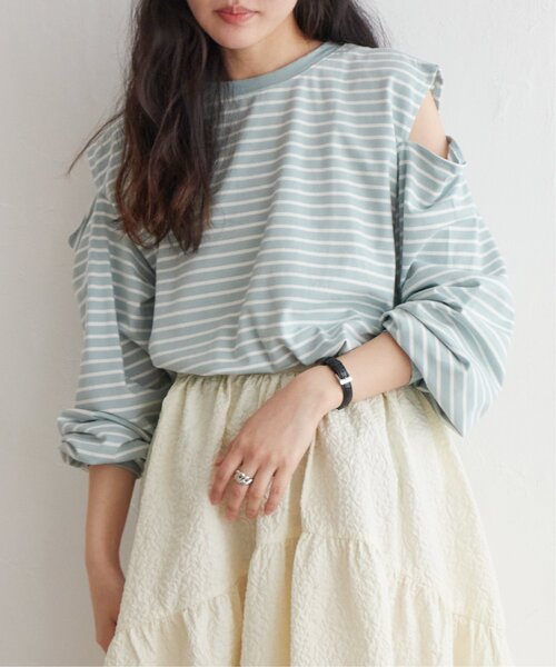 VENCE EXCHANGE tシャツ ショルダーカットボーダープルオーバー