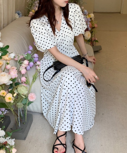 ワンピース Vネック水玉ワンピース : ZOZOTOWN Yahoo!店 - 通販
