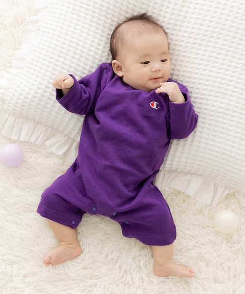 Champion（チャンピオン） ベビー服 ロンパース ロゴ長袖カバーオール 