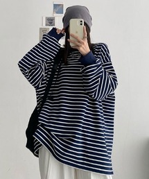 ボーダー 長袖 Tシャツ Mサイズ MGV tシャツ オーバーサイズボーダーロンT メンズ レディース