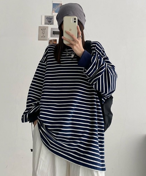MGV tシャツ オーバーサイズボーダーロンT メンズ レディース