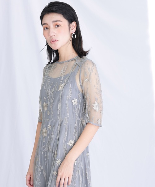 atlo（アトロ） ドレス 七分袖＆ミモレ丈 パーティードレス アーム