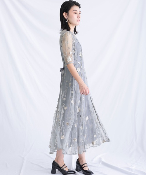 atlo（アトロ） ドレス 七分袖＆ミモレ丈 パーティードレス アーム