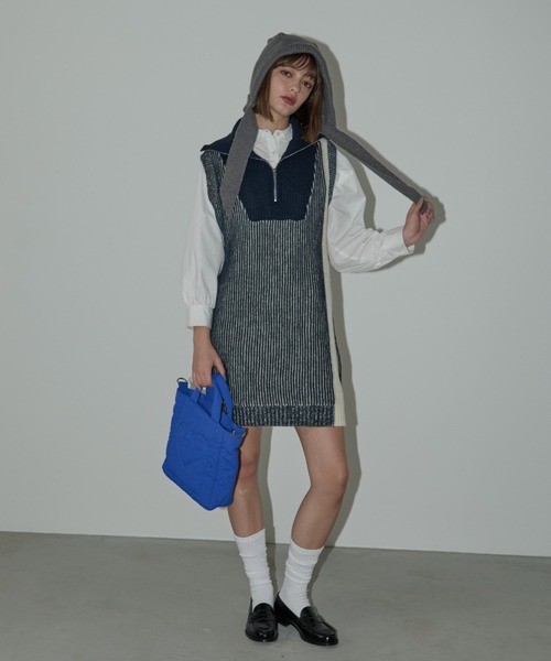 ハートキルティングバッグ　グレー×グレー　サイドポケット付き ショルダーバッグ バッグ padded heart bag/ハートモチーフ