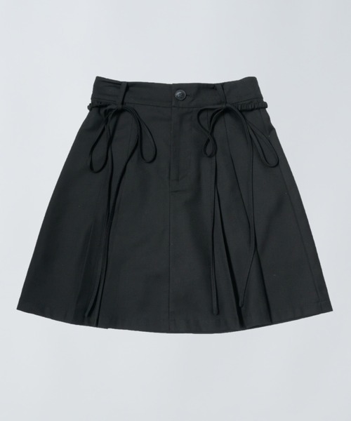 スカート 2way ribbon belt mini skirt/ウエストリボンタックミニ