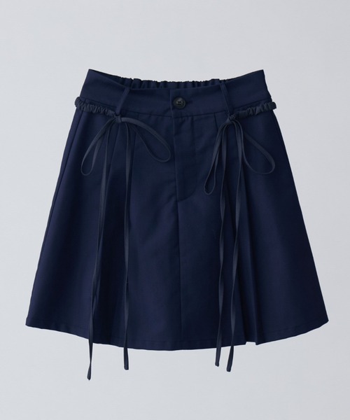 スカート 2way ribbon belt mini skirt/ウエストリボンタックミニ