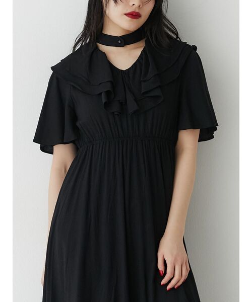 VIP★VALENTINO GARAVANI フリルネック ワンピース ドレス 4H4A0811.jpg