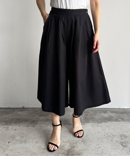 新品・タグ付き>heve ガウチョパンツ ブラック36