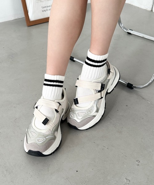 CLEA スニーカー ベルトメッシュスニーカー レディース