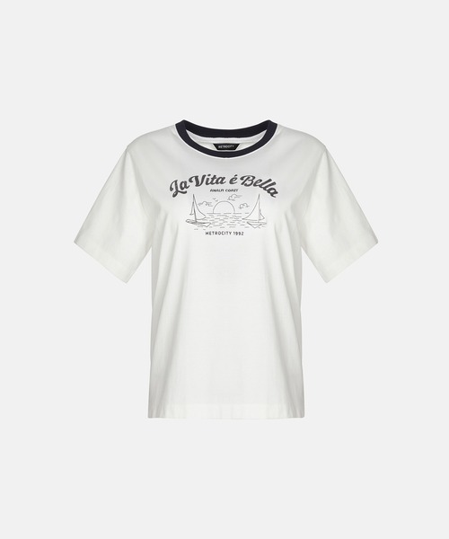 tシャツ 「メトロシティ」La Vita E Bella Tシャツ 半袖 デザイン ロゴ レトロ レディース