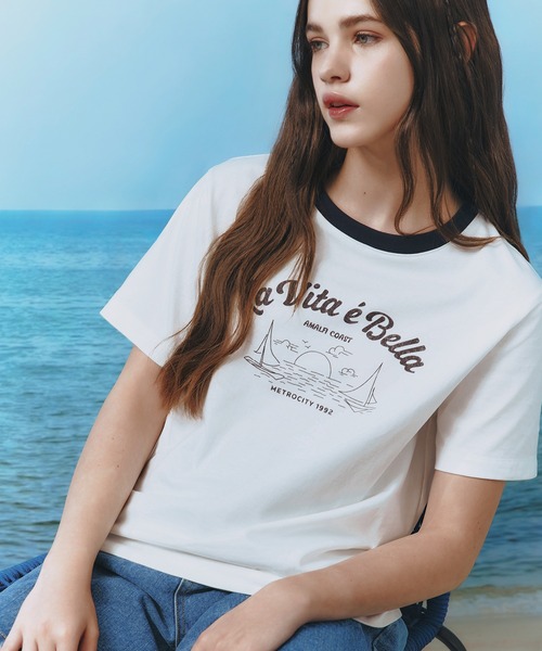 tシャツ 「メトロシティ」La Vita E Bella Tシャツ 半袖 デザイン ロゴ レトロ レディース METROCITY tシャツ 「メトロシティ」La Vita E Bella Tシャツ