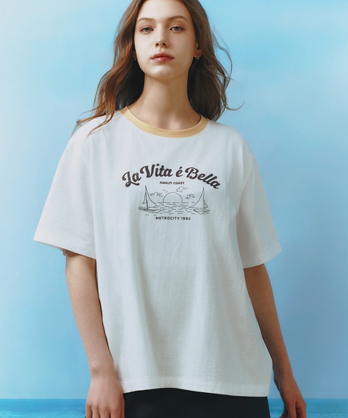 tシャツ 「メトロシティ」La Vita E Bella Tシャツ 半袖 デザイン ロゴ レトロ レディース METROCITY tシャツ 「メトロシティ」La Vita E Bella Tシャツ