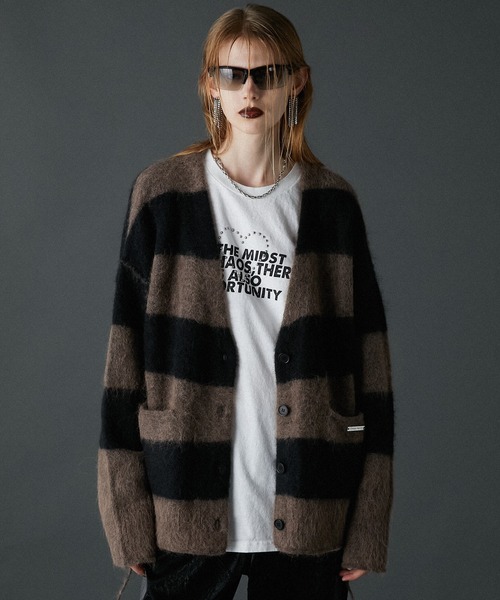 カーディガン アルパカボーダーシャギーカーディガン / Alpaca Border Shaggy Cardigan レディース メンズ