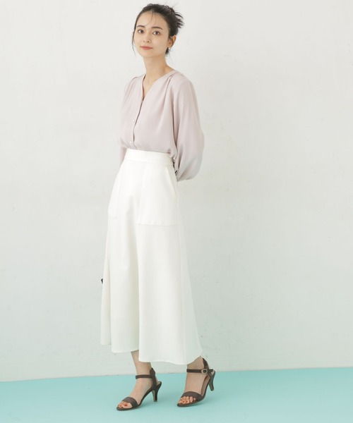 NANO universe（ナノ・ユニバース） ブラウス シャツ パールボタンV