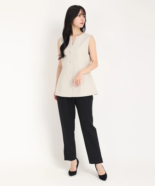 ベスト ジレ 「限定カラーあり」パール釦ペプラムジレ レディース Fit more ベスト ジレ 「ZOZO限定カラー」バルーンフリルジレ