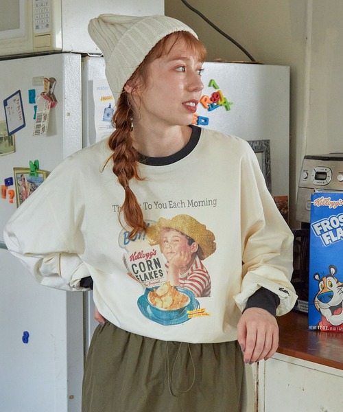 tシャツ 「KELLOGG'S」別注 ケロッグ ヴィンテージプリント リンガー