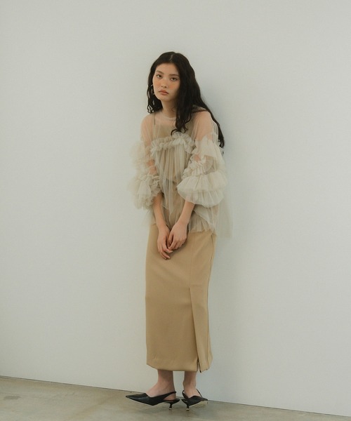 【美品】ANDRESED cutting curve dress チャコールS cutting curve dress カッティングカーブドレス（ドレス