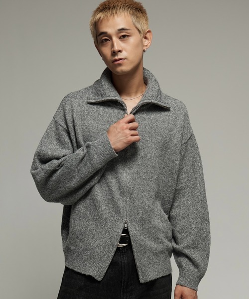 sinssポップアップ限定ニット SINSS タートルネック セーター ニット Loose silhouette zip knit