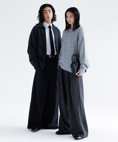 SINSS セーター ニット Loose silhouette zip knit / ルーズ