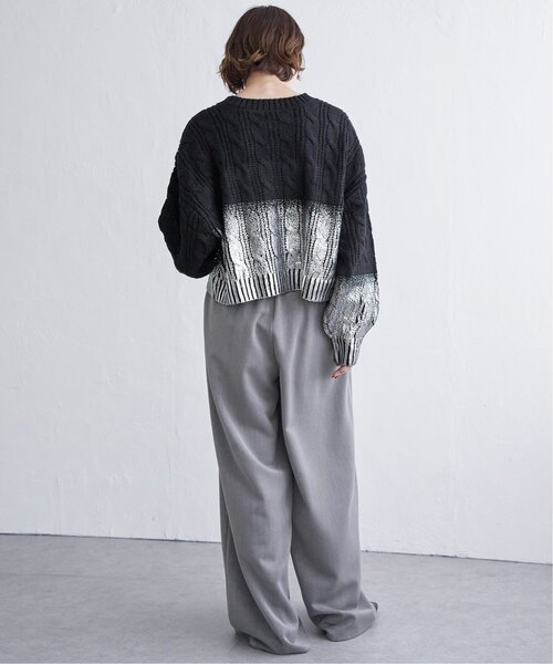 notch. ニット セーター 箔プリントケーブルニット レディース