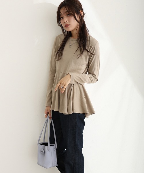 ElegChic tシャツ 裾 フレア 長袖 カットソー レディース : ZOZOTOWN