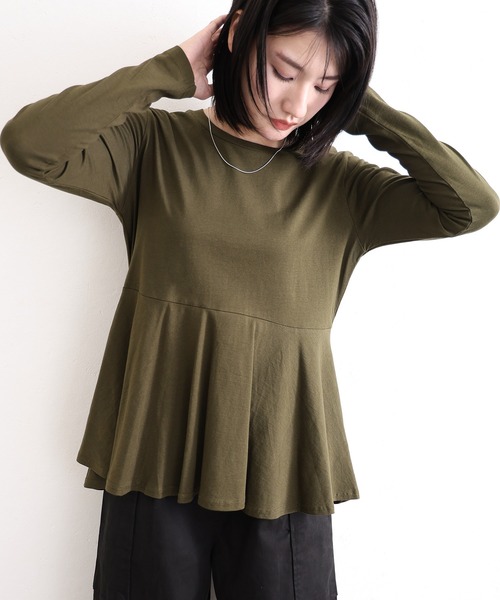 ElegChic tシャツ 裾 フレア 長袖 カットソー レディース : ZOZOTOWN