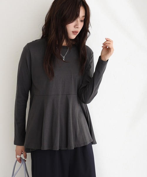 ElegChic tシャツ 裾 フレア 長袖 カットソー レディース : ZOZOTOWN