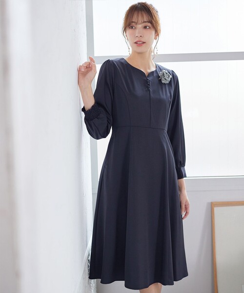 Tiaclasse ワンピース ハートネックくるみ釦ワンピース : ZOZOTOWN