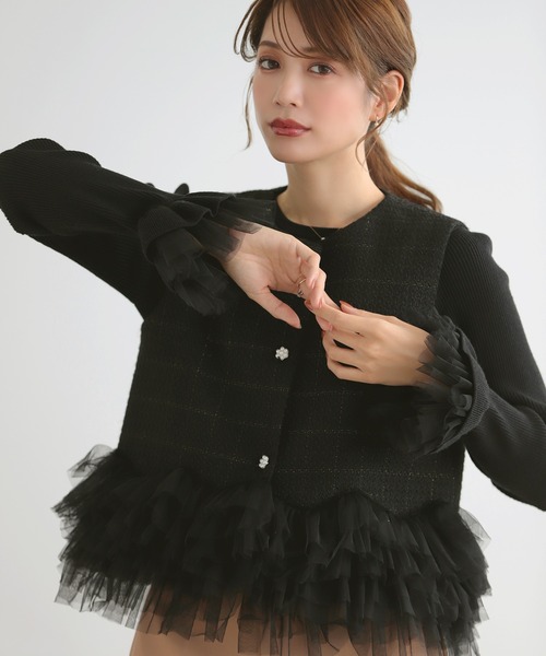 MERAKI ニット セーター 袖チュールリブニット レディース : ZOZOTOWN