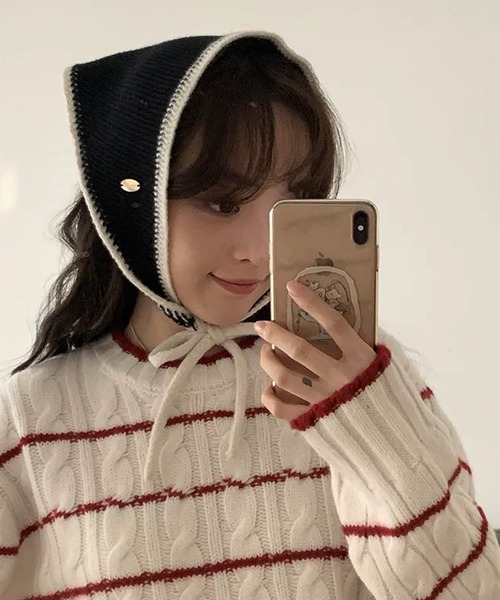 shopnikoniko（ショップにこにこ） バブーシュカ ニット 紐付 バイ