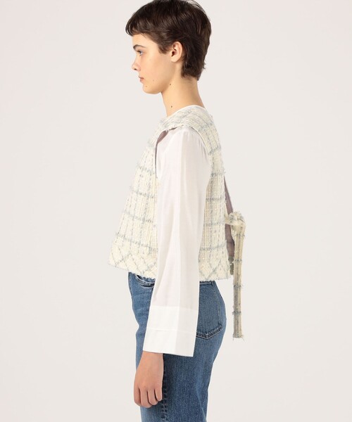 トゥモローランドコレクション ツイード フリンジ ベスト 2wayジレ