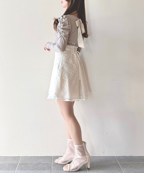 ★Cider★ リボン シースルー キャミ付き ミニワンピース 送関込 AZUL BY MOUSSY | カップツキキャミワンピース (ワンピース(ミニ
