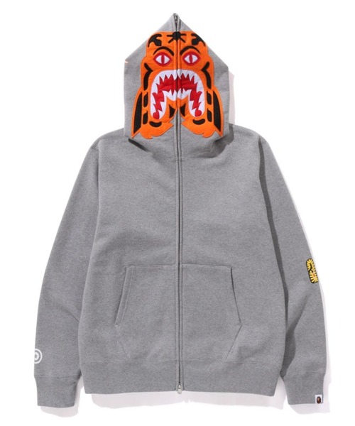 A BATHING APE 「A APE」 ジップアップパーカー LARGE グレー メンズ 