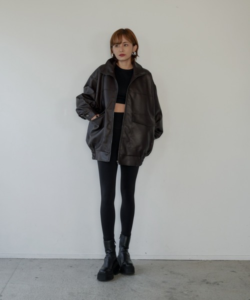 My shawty ブルゾン アウター f/leather stand over blouson  