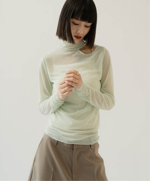 sheer logo tops レディース