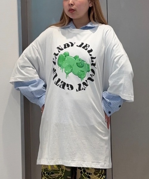 tシャツ JELLY PEPE BIG BIG Tシャツ レディース メンズ Candy Stripper tシャツ JELLY PEPE BIG Tシャツ レディース