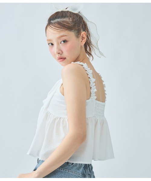 新品 未使用 タグ付き フリル リボン コットン キャミソール PEACH JOHN（ピーチジョン） キャミソール リボンモチーフキャミ