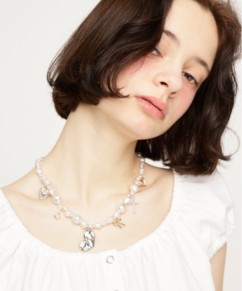【関税・送料無料】Shapes Studio★パール チャーム ネックレス Shapes Studio】Pearl Chain Charmネックレス