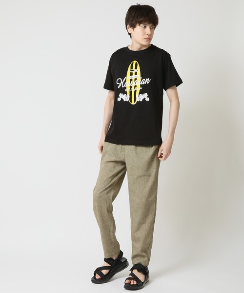 メンズ ラウンドネックパネルトリミング ビンテージ 半袖Tシャツ SEN TOKYO tシャツ ルーズな着こなしが叶う。五分袖ラウンド