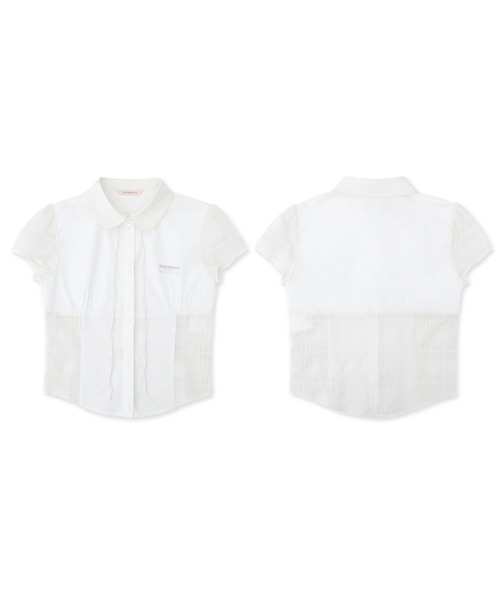 Moromoro ブラウス シャツ シースルーコンパクトチェックシャツ