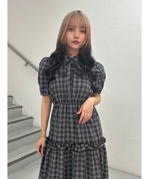 jouetie（ジュエティ） ワンピース ヘムフリルチェックロングシャツ