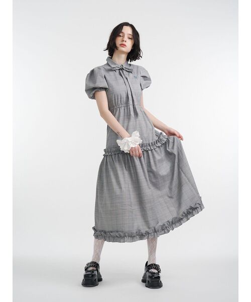 ジュエティ ワンピース jouetie ワンピース ヘムフリルチェックロングシャツワンピース