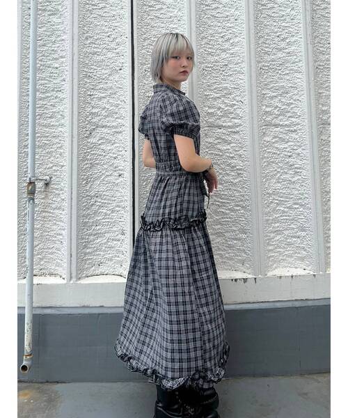 jouetie（ジュエティ） ワンピース ヘムフリルチェックロングシャツ